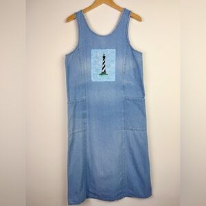 Vintage 90's Denim Lighthouse Midi Dress